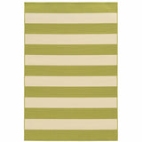 8' x 11' Green and Ivory Geometric Stain Resistant Indoor Outdoor Area Rug