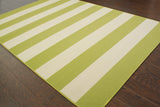 8' x 11' Green and Ivory Geometric Stain Resistant Indoor Outdoor Area Rug