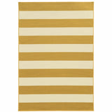 4' x 6' Gold and Ivory Geometric Stain Resistant Indoor Outdoor Area Rug