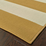 4' x 6' Gold and Ivory Geometric Stain Resistant Indoor Outdoor Area Rug