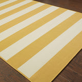 4' x 6' Gold and Ivory Geometric Stain Resistant Indoor Outdoor Area Rug