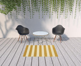 4' x 6' Gold and Ivory Geometric Stain Resistant Indoor Outdoor Area Rug