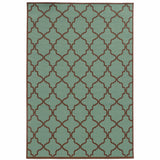 5' x 8' Blue Geometric Stain Resistant Indoor Outdoor Area Rug