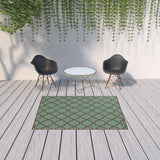5' x 8' Blue Geometric Stain Resistant Indoor Outdoor Area Rug