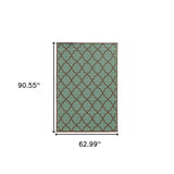 5' x 8' Blue Geometric Stain Resistant Indoor Outdoor Area Rug