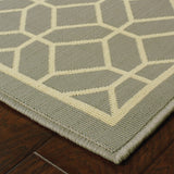 2' X 4' Gray and Ivory Geometric Stain Resistant Indoor Outdoor Area Rug