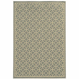 5' x 8' Gray and Ivory Geometric Stain Resistant Indoor Outdoor Area Rug