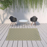 7' x 10' Gray and Ivory Geometric Stain Resistant Indoor Outdoor Area Rug