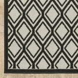 3' X 5' Beige and Black Geometric Stain Resistant Indoor Outdoor Area Rug