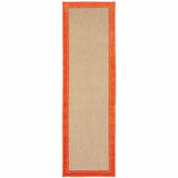 2' X 8' Orange Stain Resistant Indoor Outdoor Area Rug