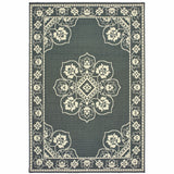 2' X 4' Gray and Ivory Oriental Stain Resistant Indoor Outdoor Area Rug