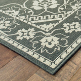 2' X 4' Gray and Ivory Oriental Stain Resistant Indoor Outdoor Area Rug