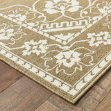 2' X 4' Tan Oriental Stain Resistant Indoor Outdoor Area Rug