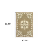 5' x 8' Tan Oriental Stain Resistant Indoor Outdoor Area Rug