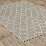 7' x 9' Gray and Ivory Geometric Stain Resistant Indoor Outdoor Area Rug