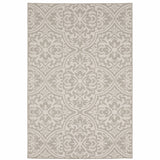 3' X 5' Gray and Ivory Floral Stain Resistant Indoor Outdoor Area Rug