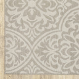 3' X 5' Gray and Ivory Floral Stain Resistant Indoor Outdoor Area Rug