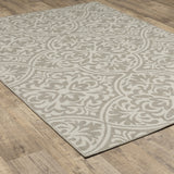 5' x 7' Gray and Ivory Floral Stain Resistant Indoor Outdoor Area Rug