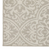 7' x 9' Gray and Ivory Floral Stain Resistant Indoor Outdoor Area Rug