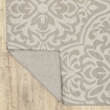 10' x 13' Gray and Ivory Floral Stain Resistant Indoor Outdoor Area Rug