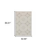 5' x 7' Gray and Ivory Geometric Stain Resistant Indoor Outdoor Area Rug