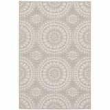 5' x 7' Gray and Ivory Geometric Stain Resistant Indoor Outdoor Area Rug