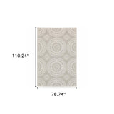 7' x 9' Gray and Ivory Geometric Stain Resistant Indoor Outdoor Area Rug