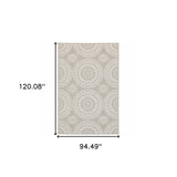 8' x 10' Gray and Ivory Geometric Stain Resistant Indoor Outdoor Area Rug