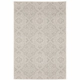 5' x 7' Gray and Ivory Floral Stain Resistant Indoor Outdoor Area Rug