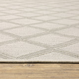 3' X 5' Gray and Ivory Geometric Stain Resistant Indoor Outdoor Area Rug