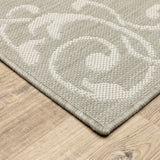 3' X 5' Gray and Ivory Oriental Stain Resistant Indoor Outdoor Area Rug