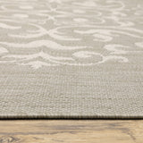 5' x 7' Gray and Ivory Oriental Stain Resistant Indoor Outdoor Area Rug