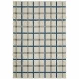 2' X 4' Blue and Beige Geometric Stain Resistant Indoor Outdoor Area Rug