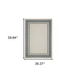 3' X 5' Blue and Beige Stain Resistant Indoor Outdoor Area Rug