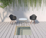 3' X 5' Blue and Beige Stain Resistant Indoor Outdoor Area Rug