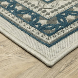 3' X 5' Blue and Beige Stain Resistant Indoor Outdoor Area Rug