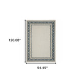 8' x 10' Blue and Beige Stain Resistant Indoor Outdoor Area Rug