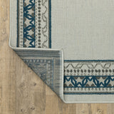 8' x 10' Blue and Beige Stain Resistant Indoor Outdoor Area Rug