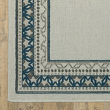 8' x 10' Blue and Beige Stain Resistant Indoor Outdoor Area Rug