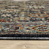 2' X 3' Blue Red Beige Orange Green And Rust Oriental Power Loom Stain Resistant Area Rug With Fringe