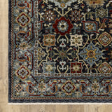 2' X 3' Blue Red Beige Orange Green And Rust Oriental Power Loom Stain Resistant Area Rug With Fringe
