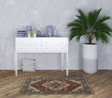 3' X 5' Blue Beige Grey Gold Green And Rust Red Oriental Power Loom Stain Resistant Area Rug With Fringe