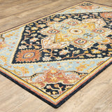 8' X 10' Navy Rust Blue Ivory And Gold Oriental Tufted Handmade Stain Resistant Area Rug