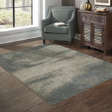 6' X 9' Grey And Teal Blue Abstract Power Loom Stain Resistant Area Rug