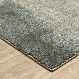 6' X 9' Grey And Teal Blue Abstract Power Loom Stain Resistant Area Rug