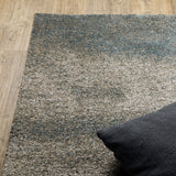6' X 9' Grey And Teal Blue Abstract Power Loom Stain Resistant Area Rug