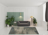 8' X 11' Grey And Teal Blue Abstract Power Loom Stain Resistant Area Rug
