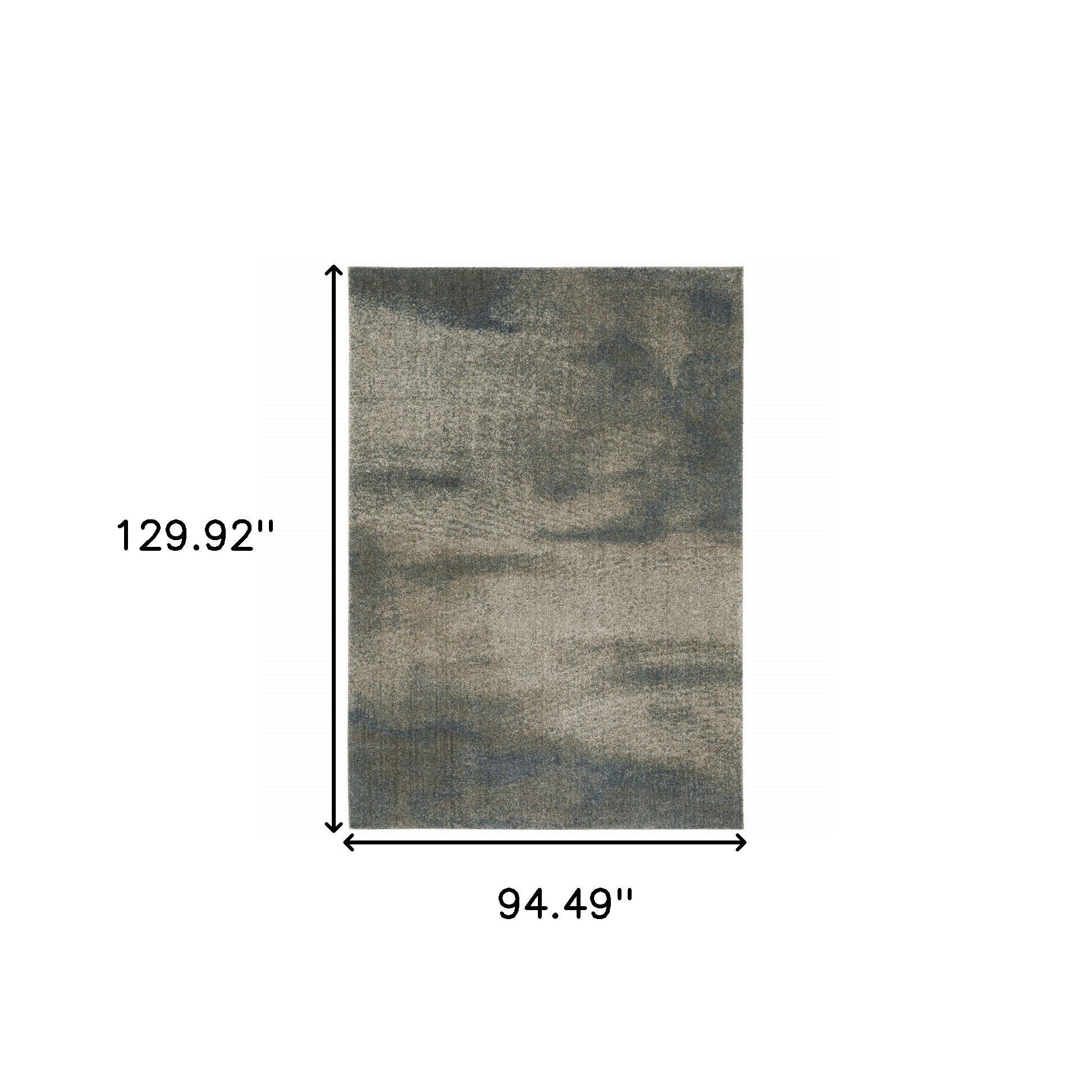8' X 11' Grey And Teal Blue Abstract Power Loom Stain Resistant Area Rug