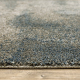 8' X 11' Grey And Teal Blue Abstract Power Loom Stain Resistant Area Rug