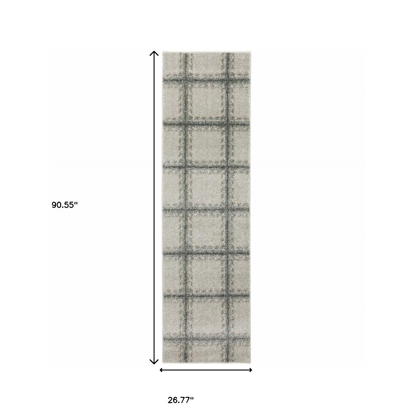 2' X 8' Grey Teal And Beige Geometric Power Loom Stain Resistant Runner Rug
